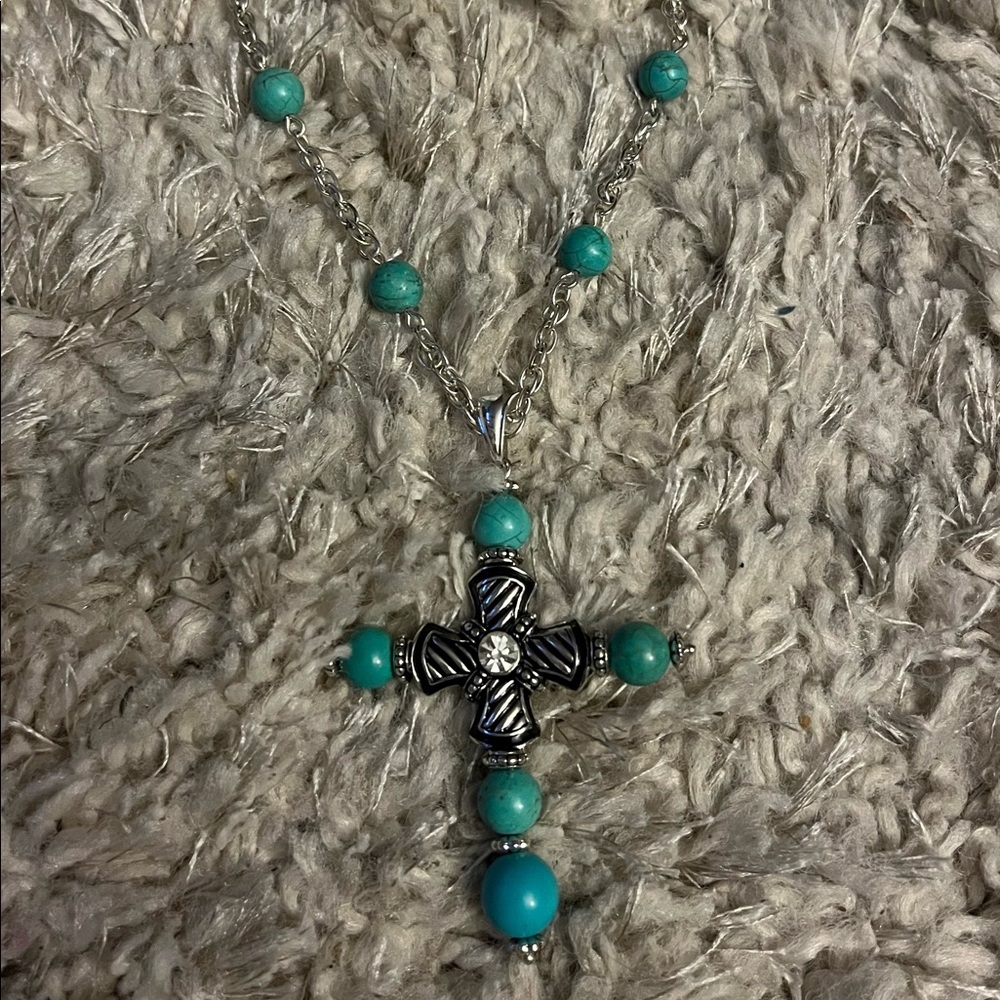 Turquoise cross necklace